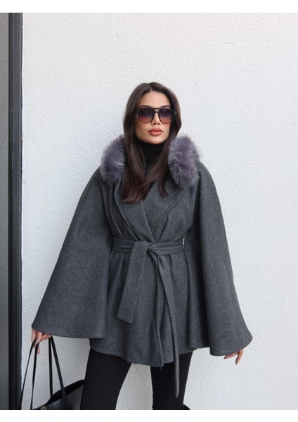 Kürk Kapüşonlu Panço fiyatları