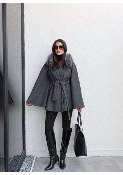 Kürk Kapüşonlu Panço fırsatları