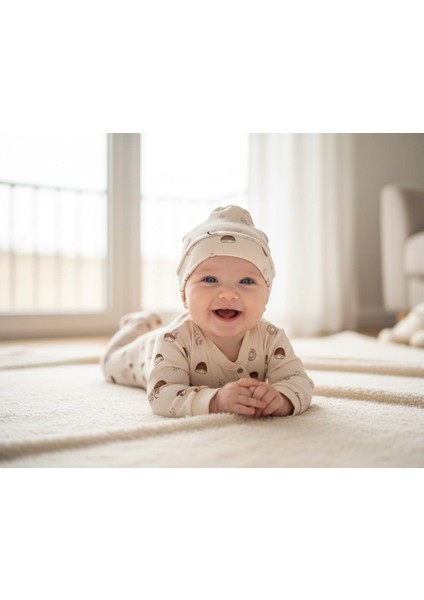 Coconut Desenli %100 Organik Pamuklu Unisex Bebek Tulum