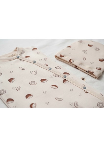 Coconut Desenli %100 Organik Pamuklu Unisex Bebek Tulum fiyatları