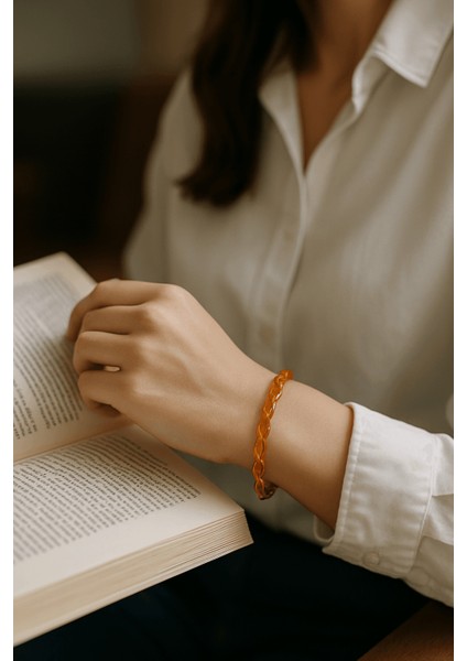 Yatay Kesim Kehribar Bileklik