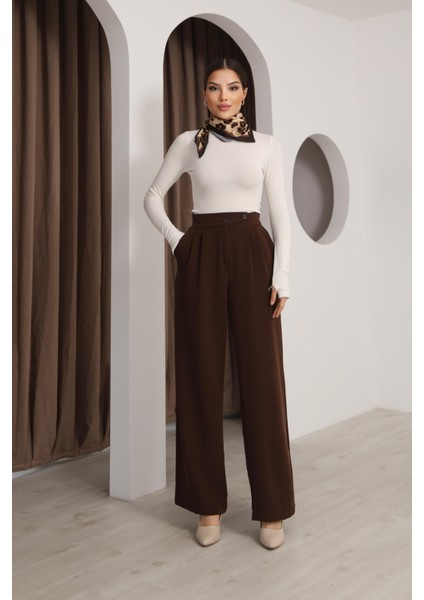 Kadın Kahverengi Kore Model Palazzo Pantolon fiyatları