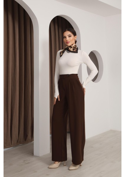 Kadın Kahverengi Kore Model Palazzo Pantolon modelleri
