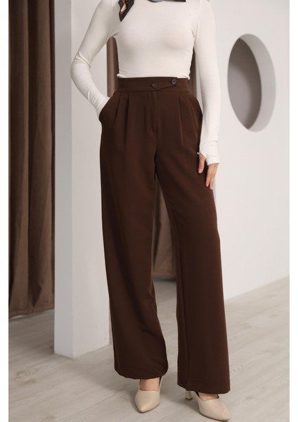 Kadın Kahverengi Kore Model Palazzo Pantolon fırsatları