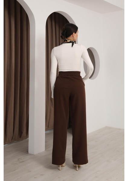 Kadın Kahverengi Kore Model Palazzo Pantolon indirimleri
