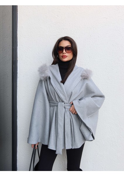 Kürk Kapüşonlu Panço fiyatları