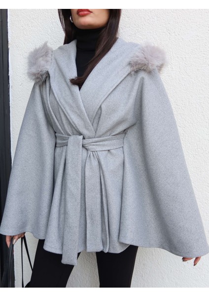 Kürk Kapüşonlu Panço modelleri