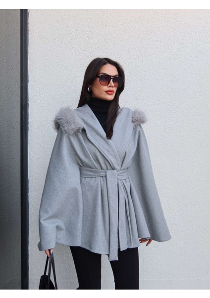 Kürk Kapüşonlu Panço fırsatları