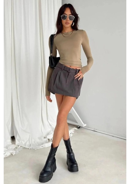 Bisiklet Yaka Basic Uzun Kollu Crop Büstiyer Likralı modelleri