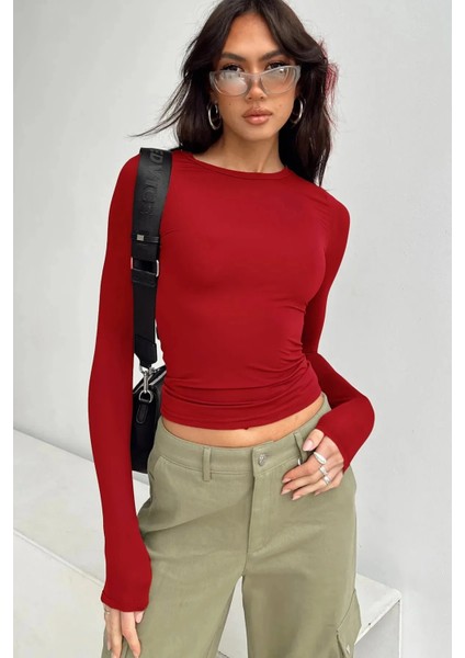 Bisiklet Yaka Basic Uzun Kollu Crop Büstiyer Likralı indirimleri