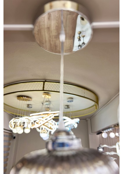 Ellipse Silver Chrome Sarkıt Cam Avize modelleri