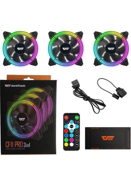Df CF11 Pro 3pin A-Rgb 3X12CM Fan Kit (3"lü)