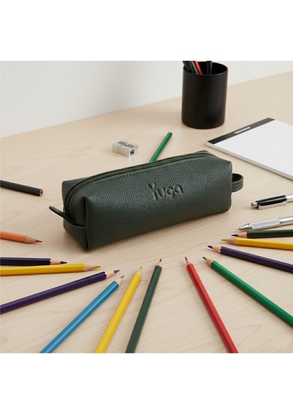 Tek Gözlü Suni Deri Kalem Çantası Yeşil fırsatları