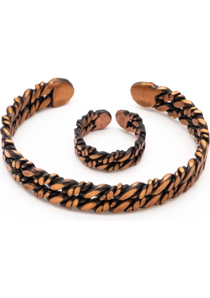 Çiftli Yaprak Bakır Bileklik ve Yüzük fiyatları