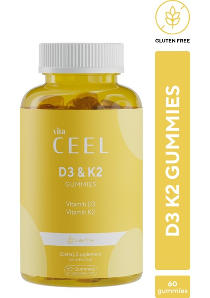 D3 K2 Vitamin Gummy, Portakal Aromalı, 60 Çiğnenebilir Form