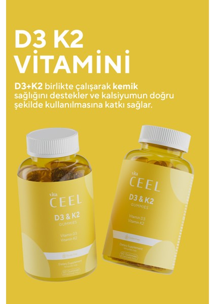 D3 K2 Vitamin Gummy, Portakal Aromalı, 60 Çiğnenebilir Form fırsatları