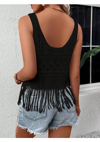 Kadın Askılı Yuvarlak Yaka Önden Düğmelipüsküllü Triko Bluz fırsatları