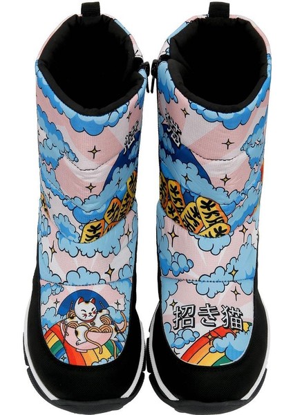 Kadın Vegan Çok Renkli Kar Botu - The Lucky Cat Tasarım fiyatları