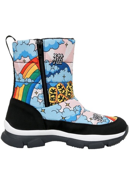 Kadın Vegan Çok Renkli Kar Botu - The Lucky Cat Tasarım fırsatları