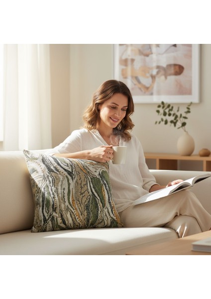 Boncuk Elyaf Dolgulu Kırlent-Yastık Kırlenti-Ev Dekorasyonu-Koltuk Kırlent- kalın kumaş- 4444 cm