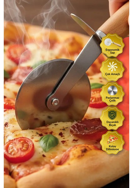 ® | Ahşap Saplı Pratik Pizza Kesici