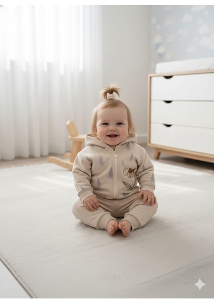 Laura Baby Rain 3 Lü Kapüşonlu Hırkalı Kız Bebek/çocuk Takım