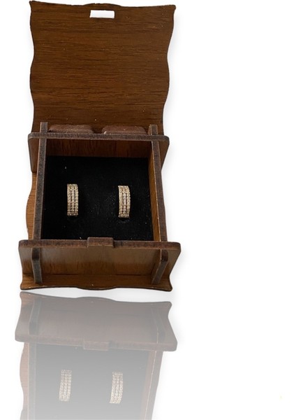 Üç Sıra Taşlı Halka Altın Küpe