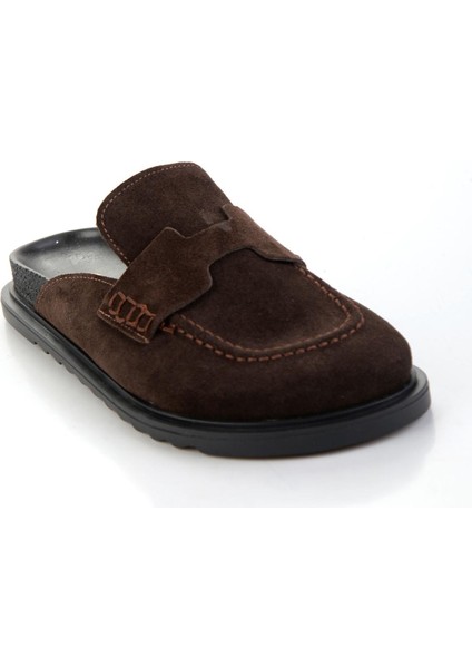 Kahve Hakiki Deri Kadın Terlik K04606021702 fiyatları