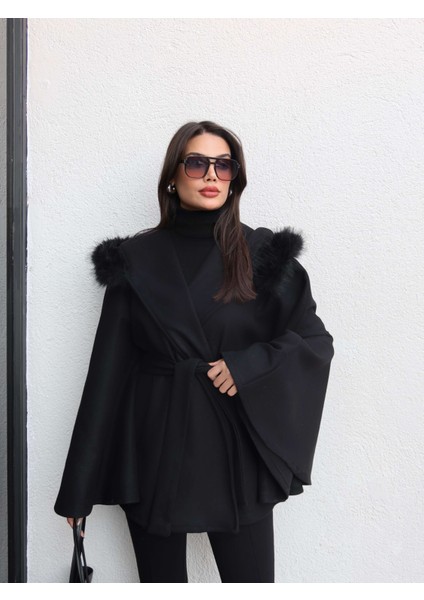 Kürk Kapüşonlu Panço fiyatları