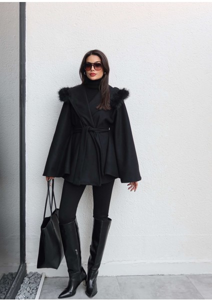 Kürk Kapüşonlu Panço fırsatları