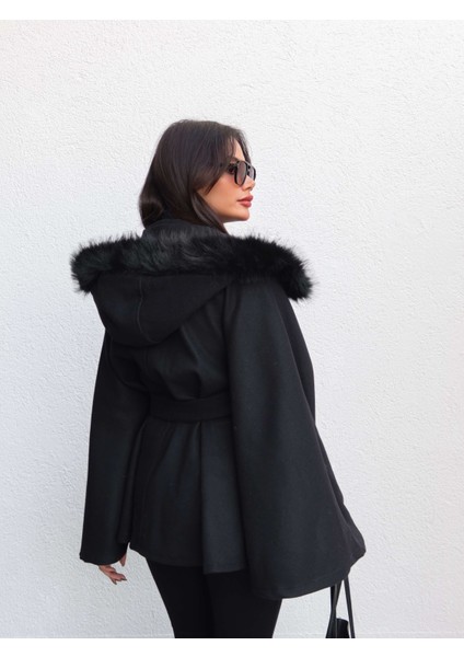 Kürk Kapüşonlu Panço indirimleri