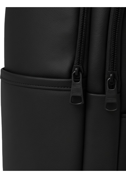 Suni Deri Dört Gözlü Sırt Çantası Siyah modelleri