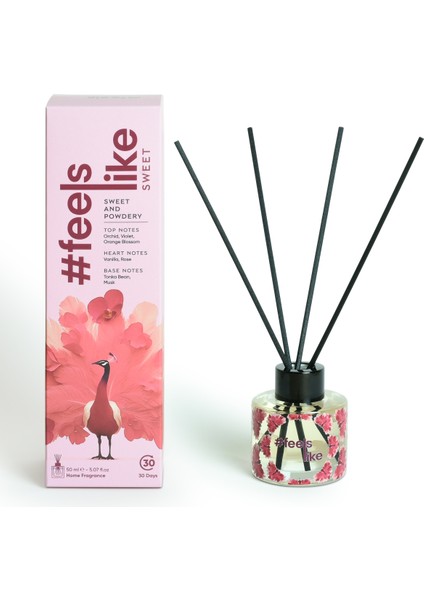 #feelslike Sweet | Pudralı, Gül ve Çiçeksi Oda Kokusu - Gül ve Vanilya Notalı, Doğal ve Vegan 50 ml