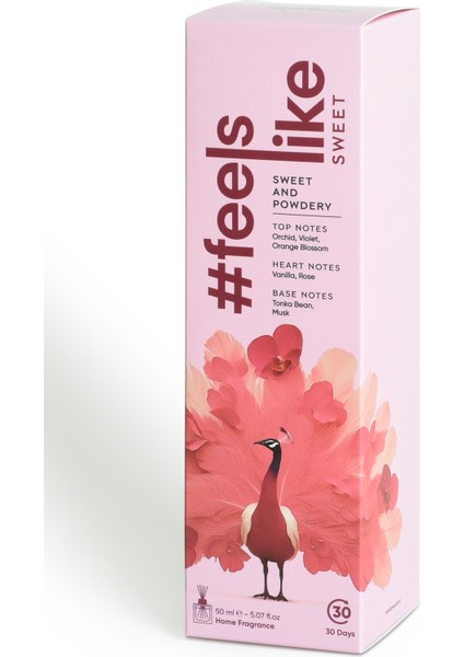 #feelslike Sweet | Pudralı, Gül ve Çiçeksi Oda Kokusu - Gül ve Vanilya Notalı, Doğal ve Vegan 50 ml modelleri