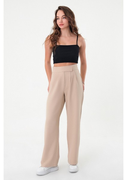 Kadın Taş Yüksek Bel Cırtlı Palazzo Pantolon fırsatları