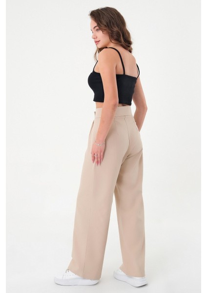 Kadın Taş Yüksek Bel Cırtlı Palazzo Pantolon indirimleri