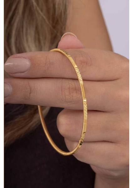 Altın Kaplama Motifli 925 Ayar Gümüş Kadın Ajda Bilezik modelleri