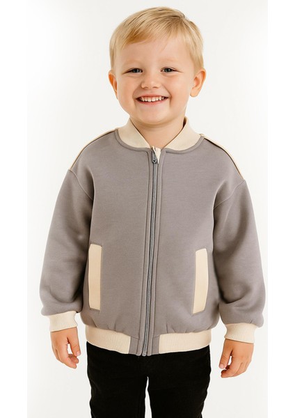 Erkek Çocuk 3iplik Şardonlu Kışlık Uzun Kollu Fermuarlı Hırka