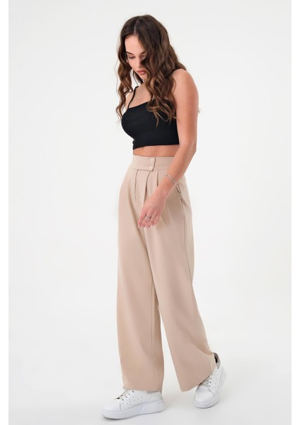 Kadın Taş Çift Düğmeli Palazzo Pantolon fırsatları