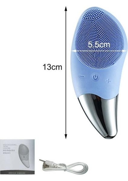 Mavi No Box Mini Elektrikli Yüz Temizleme Fırçası Silikon Sonic Yüz Temizleyici Derin Gözenek Temizleme Cilt Masajı Yüz Temizleme Fırçası Cihazı (Yurt Dışından)