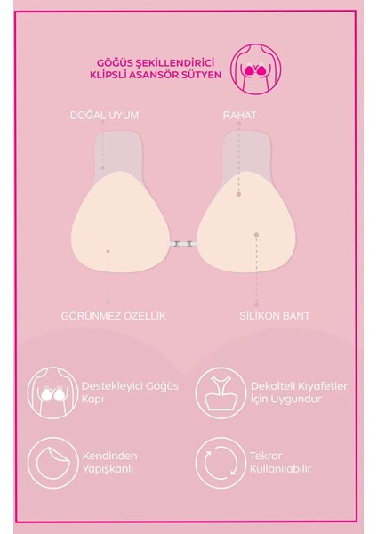 Yapışkanlı Silikon Asansör Sütyen - Kaldırıcı - Görünmez fırsatları