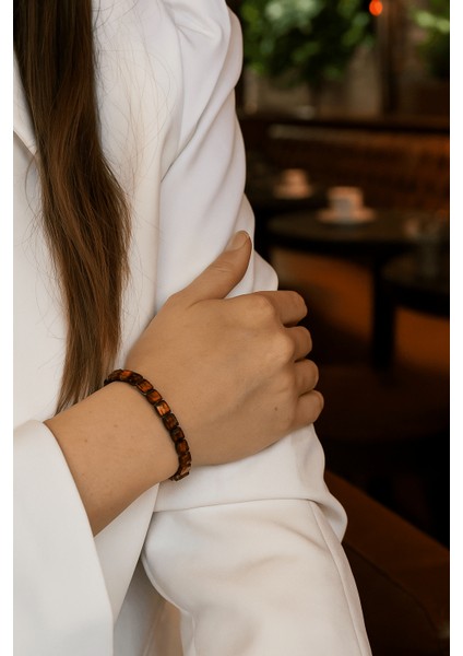 Kare Kesim Kehribar Bileklik