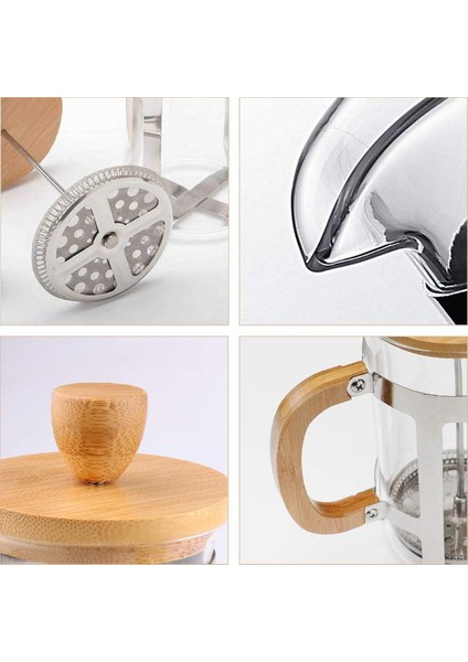 Ahşap Detaylı 350 ml Cam French Press