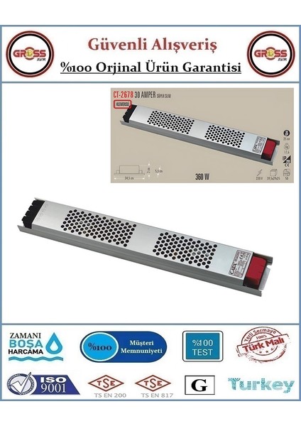 2678 LED Trafo Süper Slim Fansız - 30 Amper - Orjinal Ürün