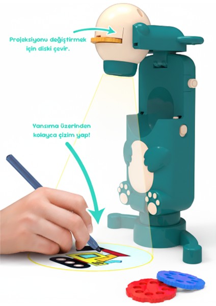 Eğitici Projeksiyonlu Çizim Oyuncağı | 6 Renkli Slayt Diskli fiyatları