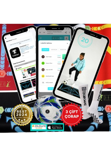 Pro 120 Futbol Eğitim Videosu Ömür Boyu - Futbol Topu- Futbol Matı ve Kaydırmaz Çorap Dahil