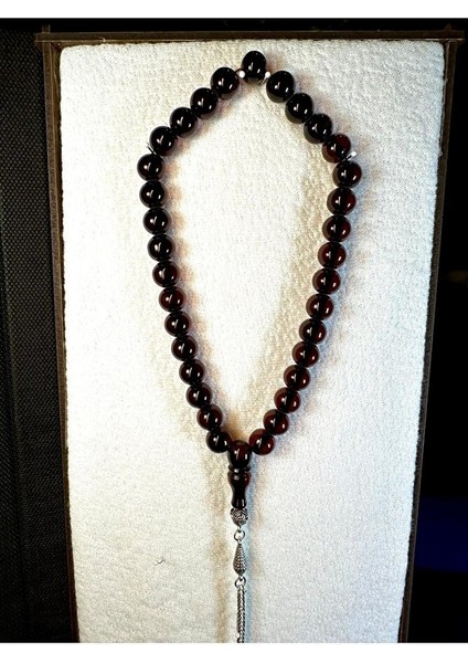 Bordo Renkli Küre Kesim Çubuk Kehribar Tesbih T-131 fırsatları