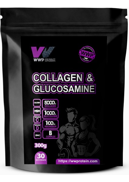Collagen & Glucosamine, Kolajen & Glukozamin Destek Tozu - 300G – Aromalı.
