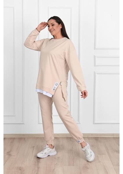 Kadın Büyük Beden Yanları Fermuar Detaylı Eşofman Takımı 3613-23 indirimleri