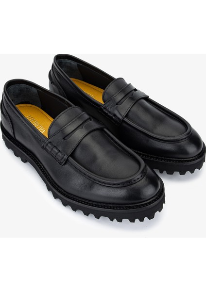 Erkek Hakiki Deri Siyah Loafer Ayakkabı 1158 074 Erk Ayk SK25-26 Nero fiyatları